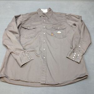 Rasco Fire Resistant (FR) Shirt Mens XL-Long Grey Heavyweight Pearl Snap Western